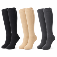Chaussettes de compression respirantes en tricot avec fermeture éclair pour le sport, pour hommes et femmes, vente en gros
