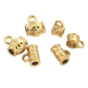 Vacuum Plated 18k Gold Stainless Steel Vintage Patterned Beads Three Way <b>Spacer</b> For Bracelet Making Mixed Shapes H1526 - Product Image 5