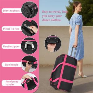 Borsa <span class=keywords><strong>da</strong></span> ballo con ruote in tessuto Oxford all'ingrosso per fabbriche, con porta abiti, borsa <span class=keywords><strong>da</strong></span> <span class=keywords><strong>viaggio</strong></span> per costumi, borsa <span class=keywords><strong>da</strong></span> <span class=keywords><strong>viaggio</strong></span> con ruote per ballerini - Product Image 4