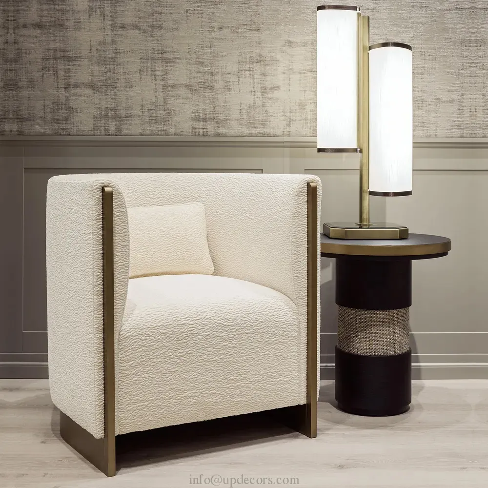 Легкий роскошный гостиной один местный диван стул плюшевый Ткань Акцент стул современный
