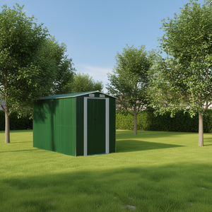 Caseta de Jardín de Acero Galvanizado Verde 75.6x140.6x87.8 Pulgadas para Almacenamiento en Exteriores - Product Image 2