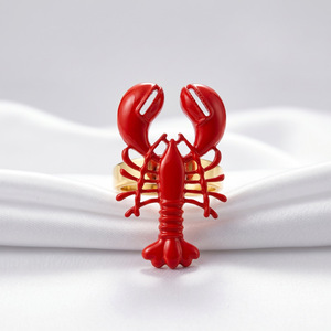Anillo Abierto con Diseño de Langosta Roja, Joyería de Moda para Mujer, Accesorio para Fiesta, Anillo para el Dedo Índice - Product Image 3