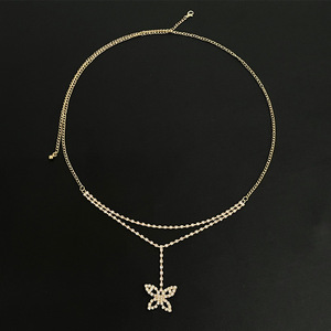 À la mode Plaqué Or Mince Sexy Lettres Chaîne Bijoux De Luxe Bling Strass Cristal Coeur Papillon Taille Chaîne Pour Les Femmes - Product Image 4