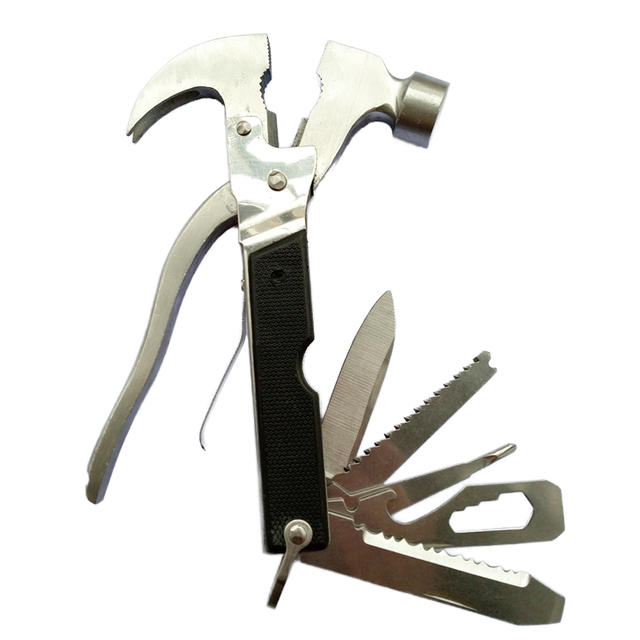 High Quality Folding Pocket Multi Tool Camping Stainless Steel Tool Hammer with Knife Saw Wrench