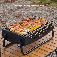 Barbecue portable pliable en acier au carbone et acier inoxydable 304, avec outils, grille, sac de rangement, charbon de bois et combustible