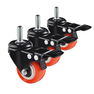 1.5 /2 /2.5 3 inch Black Orange Caster Wheel Universal Screw Sewing Machine Universal Caster PVC PU Caster