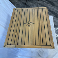 Table pliante rectangulaire en teck pour bateau, deux ailes, 340/680X600, 340/680X800, 340/680X1000, 340/680X1250mm, incrustation étoile, marine, yacht, camping-car
