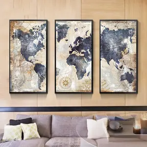 Hot Selling Triplet Welt Bild Wandbild Wandbehang Malerei Wohnkultur Farbe Kunst auf Leinwand