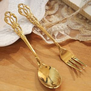 Luxury Baroque Stainless Steel Tea Spoon and <b>Fork</b> Set Coffee Spoon and <b>Dessert</b> <b>Fork</b> Suitable for Restaurants Hotels and Homes - Product Image 3