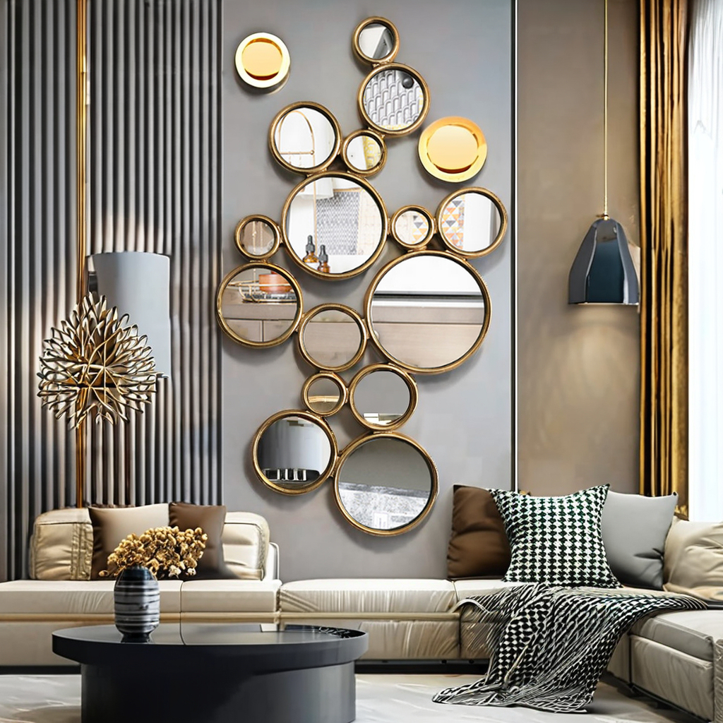 Customized Modern Glass Wall Mirrors Art Deco Home Decorative Hanging for Living Room Furniture Wall Mirrors · image 2