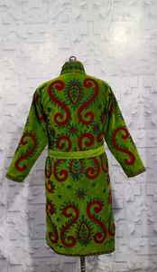 Chaqueta Larga de Terciopelo Suzani, Chaqueta de Terciopelo Suzani para Mujer, Elegante, Informal, Bordada a Mano, Abrigo de Invierno, Cárdigan Acogedor, Vestido de Playa - Product Image 2