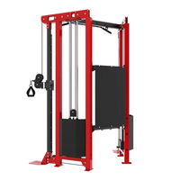 Máquina de Ejercicios Multifuncional Comercial con Marco de Acero y Poleas Ajustables, Entrenador Funcional con Cable para Press de Pecho y Crossover