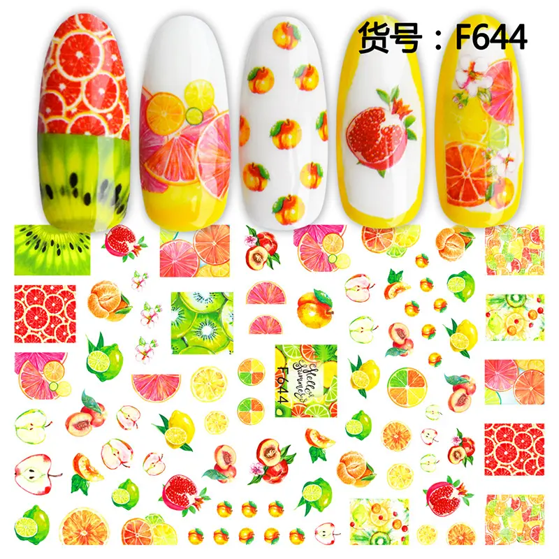 10 Designs Flowers Fruits Leaves Faces Butterflies Nail Art Decals for Women Girls Nail DIY Self-Adhesive Nail Stickers