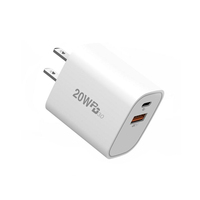 Chargeur de téléphone portable à charge rapide USB A+C PD 20W QC3.0 Type C à prise américaine, vente chaude, pour Samsung Android, écouteurs, batterie externe