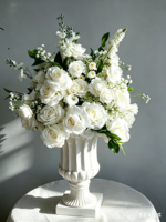 H-997 Nouvelle boule de fleurs artificielles en soie blanche pour arrangement floral de mariage, centre de table, décoration