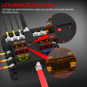 6 Way Fuse Box Car Automotive Blade Fuse <b>Block</b> 12v Waterproof Fuse Holder With Indicator Light - Product Image 4