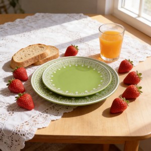 Juego <span class=keywords><strong>de</strong></span> <span class=keywords><strong>Platos</strong></span> <span class=keywords><strong>de</strong></span> Cerámica Contemporáneos con Esmalte Verde, Ecológicos, Hechos en China, Regalos Empresariales - Product Image 2