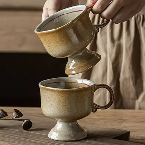 Modern Ceramic Mug Japanese Style Goblet Coffee/Water <b>Cup</b> Spoon Dessert/Yogurt Drinking <b>Cup</b> Dishwasher Microwave Safe Reusable - Product Image 3