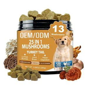 חטיפי פטריות לכלבים - פטריית זנב תרנגול הודו, ייצור לפי דרישת הלקוח (OEM/ODM), לבריאות מערכת העיכול, העור, המפרקים והמערכת החיסונית - גושים וגושים בבעלי חיים - 13 סוגי פטריות אורגניות - Product Image 1