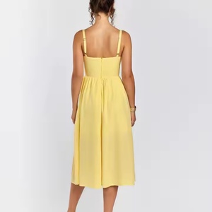Vestido Midi Personalizable de Algodón para Mujer con Abertura Alta y Espalda Descubierta, Estilo Halter, Ideal para Verano - Product Image 3