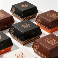 Boîte à hamburger jetable personnalisée de qualité alimentaire, en carton résistant à la graisse, pour vente en gros, restauration rapide à emporter, fourniture OEM