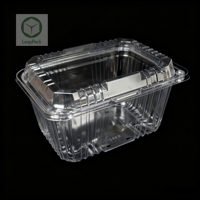 Boîte en plastique rectangulaire jetable de qualité alimentaire pour animaux de compagnie, avec logo en relief et couvercle transparent, pour l'emballage et la présentation de pain et de chips.