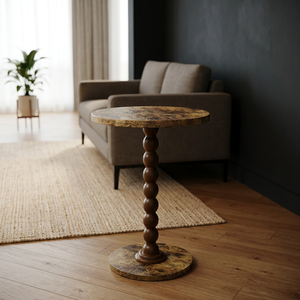 <b>Rustic</b> Round <b>Wood</b> Coffee <b>Table</b> Handmade Antique Style Living Room Furniture - Product Image 2