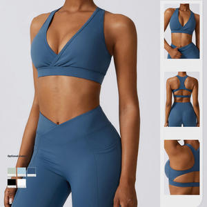 Venta al por mayor de ropa de Fitness Yoga personalizada 4 piezas de entrenamiento sin costuras mujeres de talla grande conjuntos de gimnasio deportes Fitness Yoga conjuntos - Product Image 2