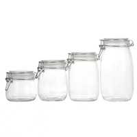 Frascos de Vidrio Herméticos con Tapa de Acero Inoxidable, 500 ml, 750 ml, 1000 ml, 1500 ml, 2000 ml, 3000 ml, Botellas y Frascos de Almacenamiento