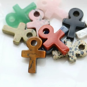 Gros sculpté Ankh breloques, <span class=keywords><strong>Crux</strong></span> Ansata pierre de guérison pierres précieuses pendentif améthyste pour la fabrication de bijoux, env. 30x20mm - Product Image 1
