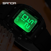 Reloj Digital para Estudiantes SANDA 2175, Esfera Tonneau, Correa de Silicona Multifunción, Deportivo, para Exteriores, a la Moda, Resistente al Agua, Reloj de Pulsera para Niños