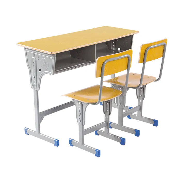 Juego de escritorio y silla de madera contrachapada para estudiantes, suministros de equipos escolares, asientos dobles, escritorio y silla para estudiantes