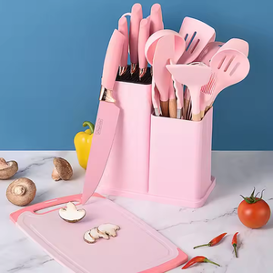 Non Stick <b>Kitchen</b> Utensils <b>Tools</b> 19pcs Set of Silica Gel With Wooden Handle and Cuttings Board Storage Bucket <b>Kitchen</b> <b>Gadget</b> Set - Product Image 5