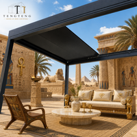 Pergola extérieure motorisée de luxe en aluminium imperméable avec structure thermolaquée pour extérieur, cour, balcon et jardin