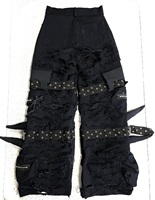 Jeans en denim personnalisés pour hommes, style rétro hip-hop streetwear, effet torché, déchirés, avec rivets, vêtements pour hommes grande taille, pantalon cargo à jambes larges