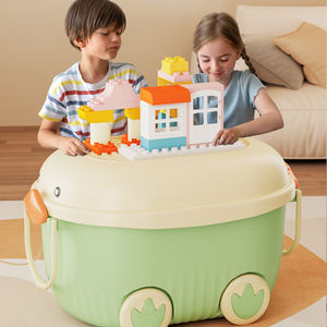 <b>Large</b> Capacity Wholesale Portable Plastic Kids <b>Toy</b> <b>Boxes</b> Building Blocks Cartoon <b>Toys</b> <b>Storage</b> Organizer With Handle - Product Image 2