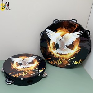 Cadre en bois noir enduit 8 pouces 20 cm de diamètre tambour tambourins à main de danse professionnelle pour les spectacles de fête d'église tambour personnalisé - Product Image 4