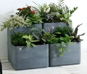 Pot tanaman bunga beton besar Modern ringan tahan air penanam