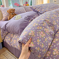 Ensemble de literie en polyester ultra-doux 4 pièces, lavable en machine, comprend une housse de couette, des options de drap plat ou ajusté, et un sac de rangement assorti