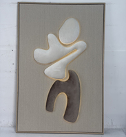 Art mural abstrait moderne de luxe 3D fait main en MDF et plastique avec éclairage LED gris, finition personnalisée, à suspendre pour hôtel ou bureau