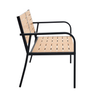 Banc de jardin extérieur 2 places avec accoudoirs et dossier, banc de loisirs en métal imperméable, banc d'attente