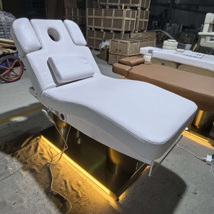 Table de massage électrique de luxe moderne en acier inoxydable doré à double colonne pour salon de beauté et spa, avec 4 moteurs et éclairage LED - Product Image 6