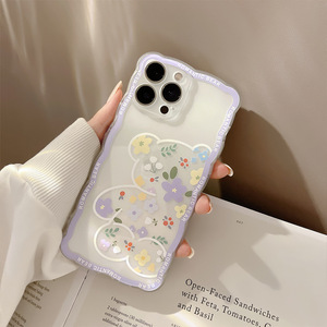 Per <span class=keywords><strong>iPhone</strong></span> 15 14 13 12 <span class=keywords><strong>11</strong></span> <span class=keywords><strong>Pro</strong></span> Max XR X XS 7 8 Plus trasparente TPU cartone animato <span class=keywords><strong>viola</strong></span> orso fiore custodia per cellulare - Product Image 6