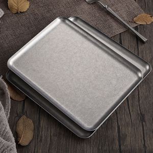 Assiette carrée vintage coréenne en acier inoxydable 304, plateau de service pour café, dessert, gâteau, plateau de barbecue vieilli avec logo personnalisé - Product Image 3