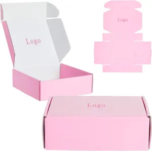 Shipping Mailing Boxes Cardboard Recycled Apparel Mailer Packaging Paper Box High Quality Custom Printed Logo Corrugated Pink