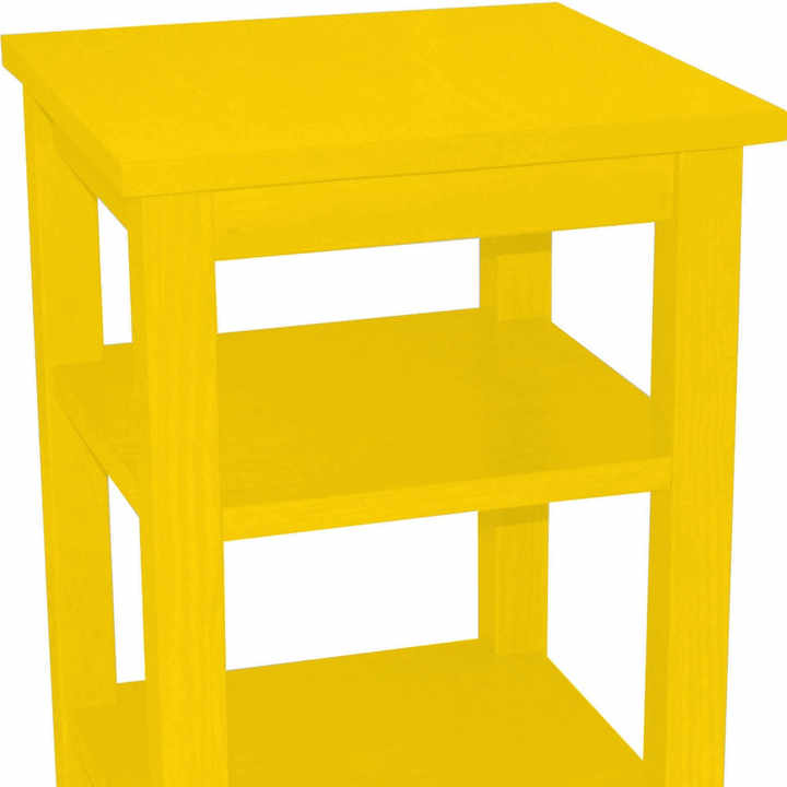 HMS 28 Yellow Solid Pine Wood Nightstand Luxury Antique Modern Bedside Cabinet for Apartment Hospital Wireless Charging Feature