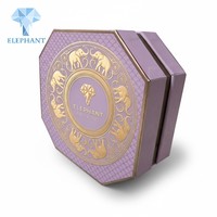 Boîte rigide octogonale de luxe personnalisée en or violet avec feuille d'or pour la Saint-Valentin, mariage, cadeaux, bonbons, chocolat, emballage en papier