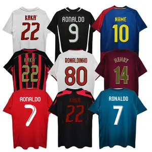 Kaus sepak bola Retro kualitas tinggi kaus klub sepak bola Vintage Ronaldo #7 pakaian sepak bola untuk pria