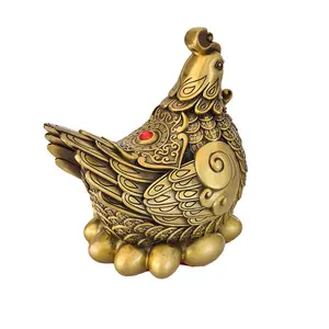 Tradizionale cinese fengshui prodotti animali fortunati oro rame statua di galli in ottone ornamenti gallo