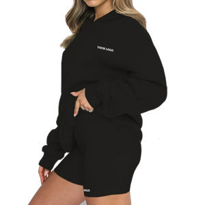 Tute a tracolla Casual con Logo personalizzato a manica lunga ampia a maniche lunghe e <span class=keywords><strong>canguro</strong></span> Set da donna pantaloni della <span class=keywords><strong>tuta</strong></span> <span class=keywords><strong>tuta</strong></span> da donna <span class=keywords><strong>tuta</strong></span> sportiva da donna - Product Image 6